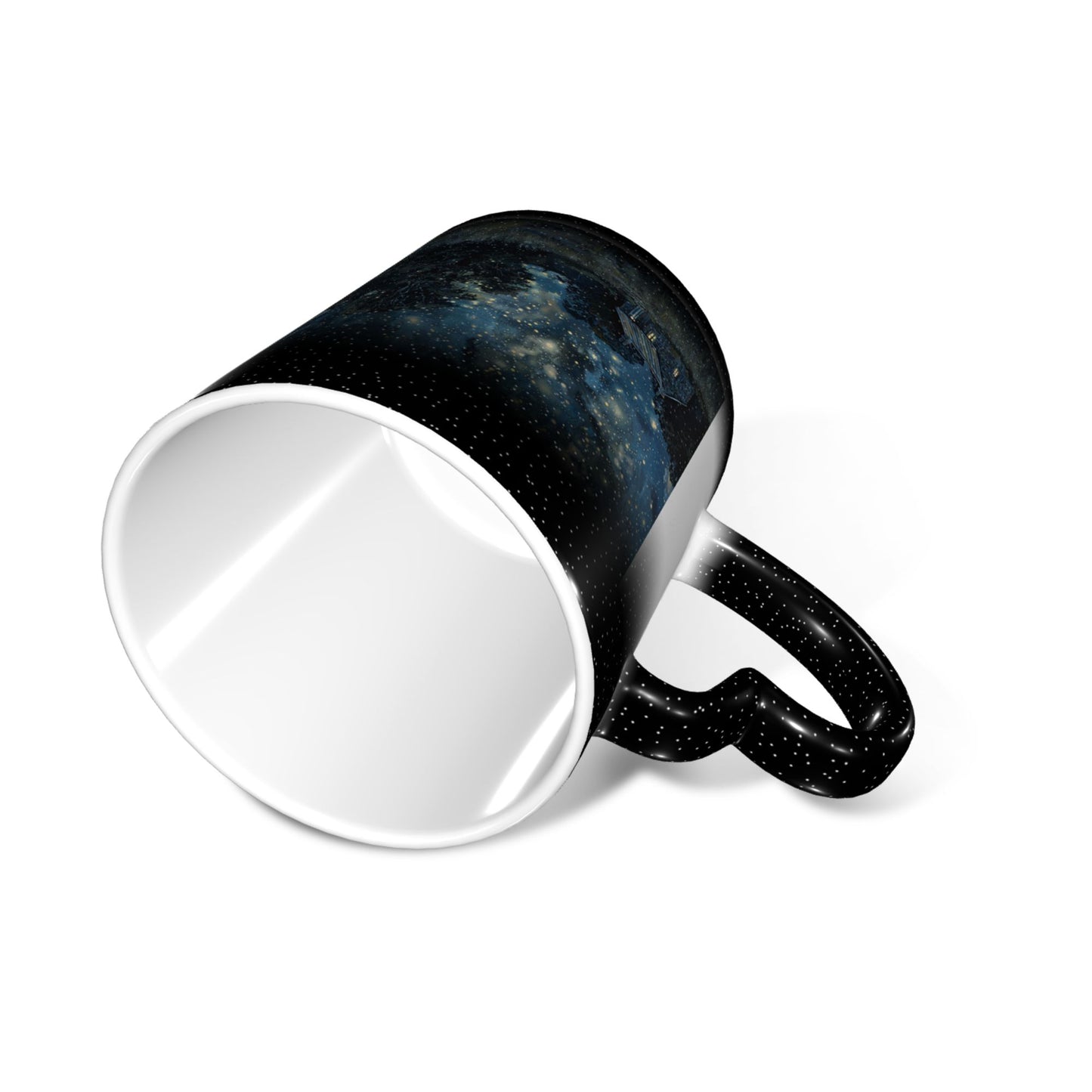 Black Heart Handle Color Changing Mug – Thermo-Sensitive Ceramic Cup for Hot & Cold Beverages (9.5cm Height / 8cm Diameter)